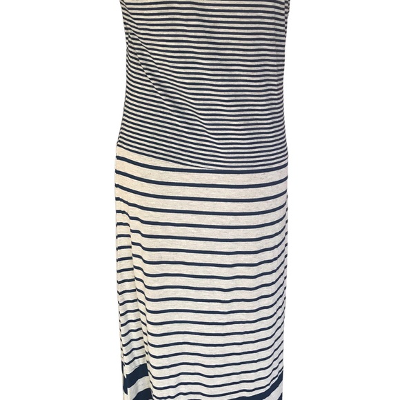 Seven7 Navy Blue and Gray Sleeveless and Striped Maxi Dress - Picture 8 of 10
